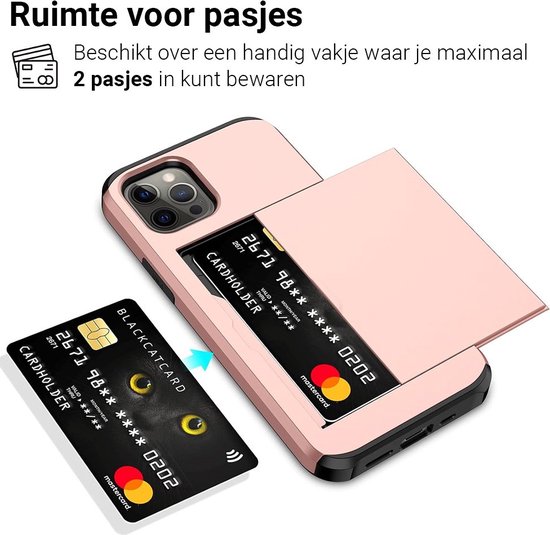 Mobiq - Étui hybride pour iPhone 13 Pro Max avec porte-cartes - or rose