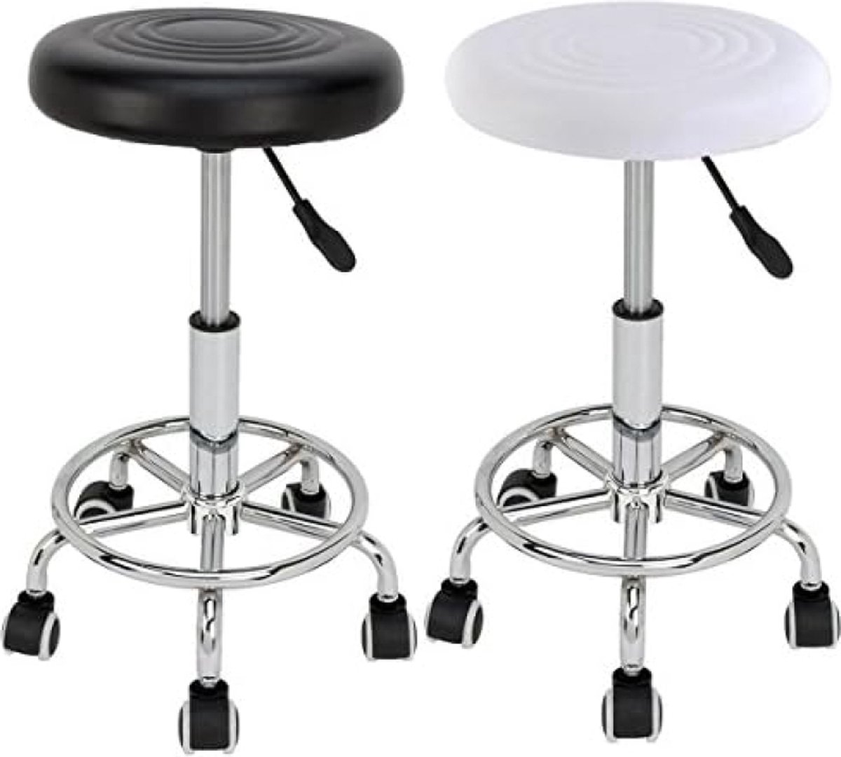 2 stuks Ergonomische Rolkruk Hoogte Verstelbaar 51-67cm - Zwart