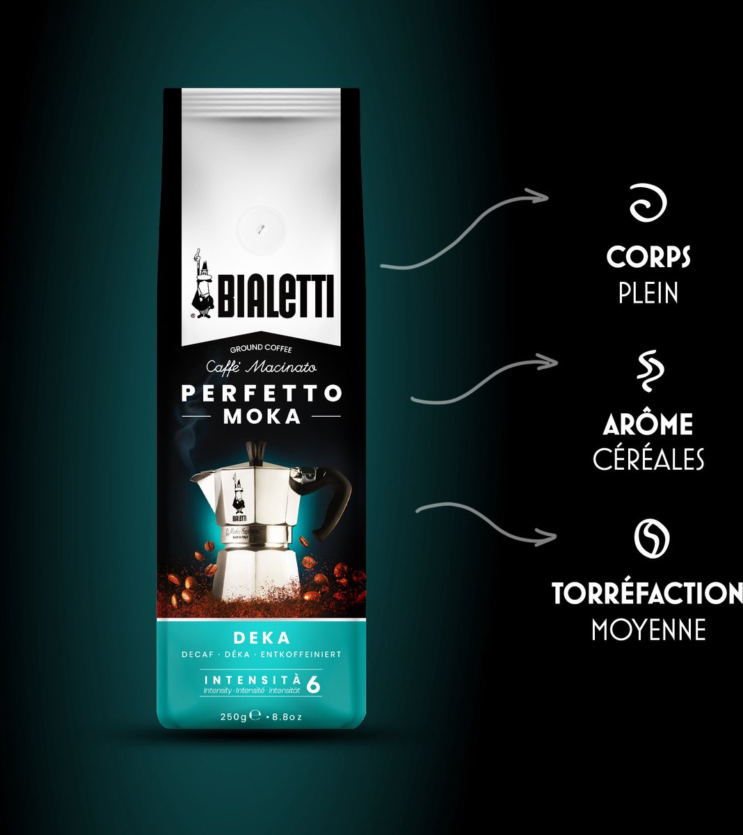 Bialetti Perfetto Moka Deka - Gemalen koffie - Cafeïnevrij - 250 gram thumbnail 2