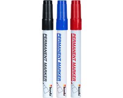 Kwb Markeerstiften - 3x stuks - blauw / rood / zwart - oliebestendig en waterbestendig