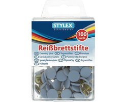 Stylex Prikbord punaises - 200x st - wit - platte kop - metaal - kantoor artikelen