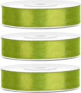 Decoratie satijn sierlint - 1x - lime groen - 12 mm x 25 meter - Cadeaulint satijnlint - hobby/knutsel materiaal