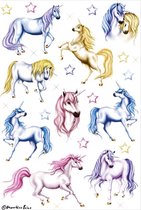 18x Eenhoorn dieren stickers met glitters - kinderstickers - stickervellen - knutselspullen