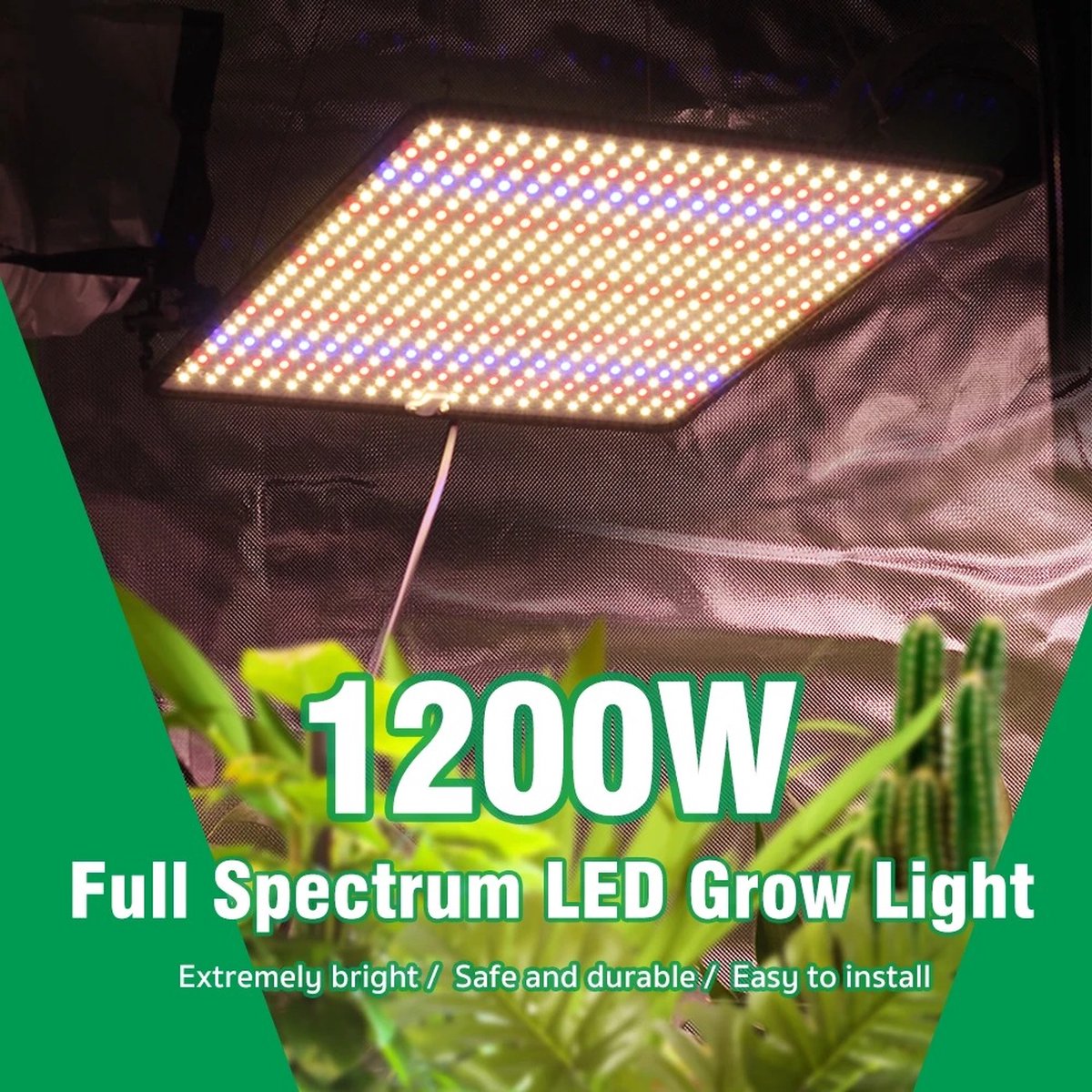 Fullspectrum Groeilamp - Kweeklamp geschikt voor kweektent - Kweeklampen - 1200W (40W) - 500 LED - 30x30cm