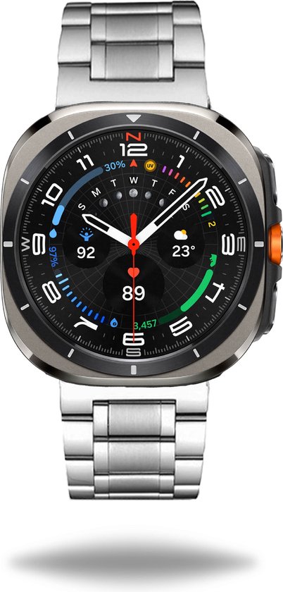 Bracelet de montre Elysian adapté pour Samsung Galaxy Watch Ultra 7 - Bracelet à maillons - Acier inoxydable 316L - 22 mm - Dégagement Quick - Ajustable