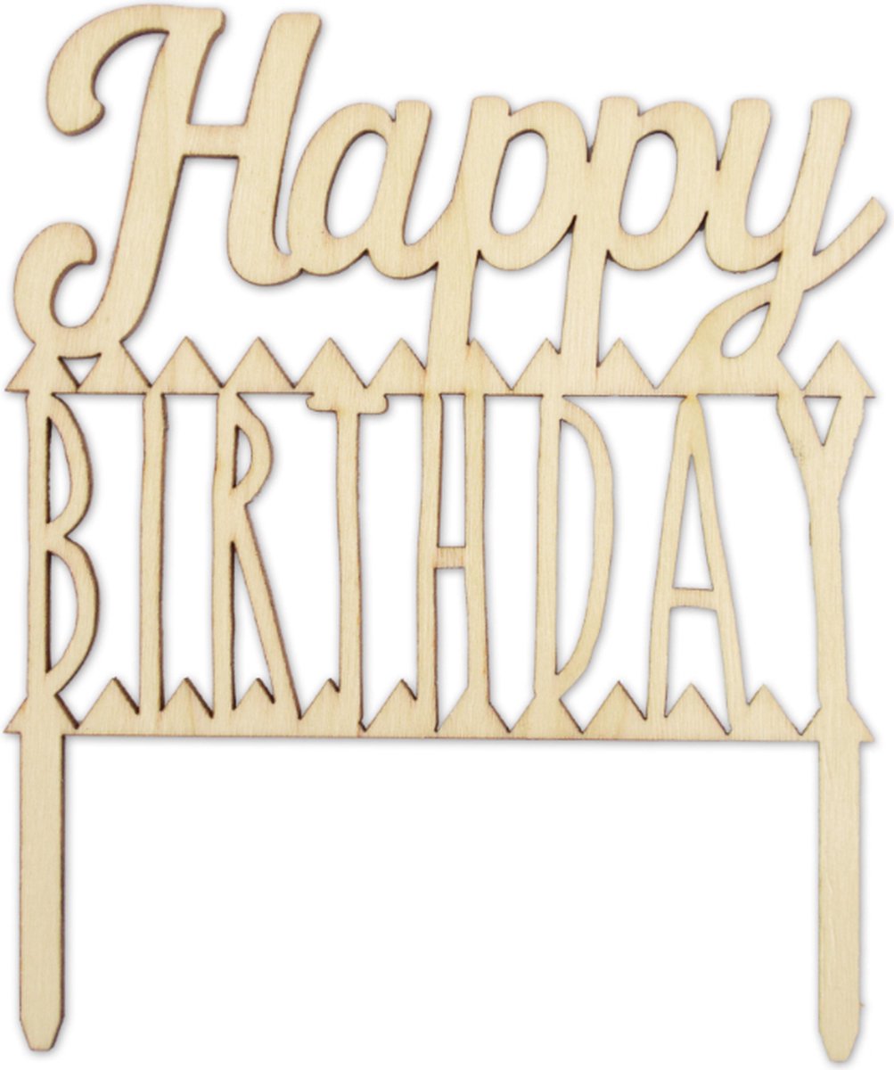ScrapCooking Houten Cake Topper Happy Birthday