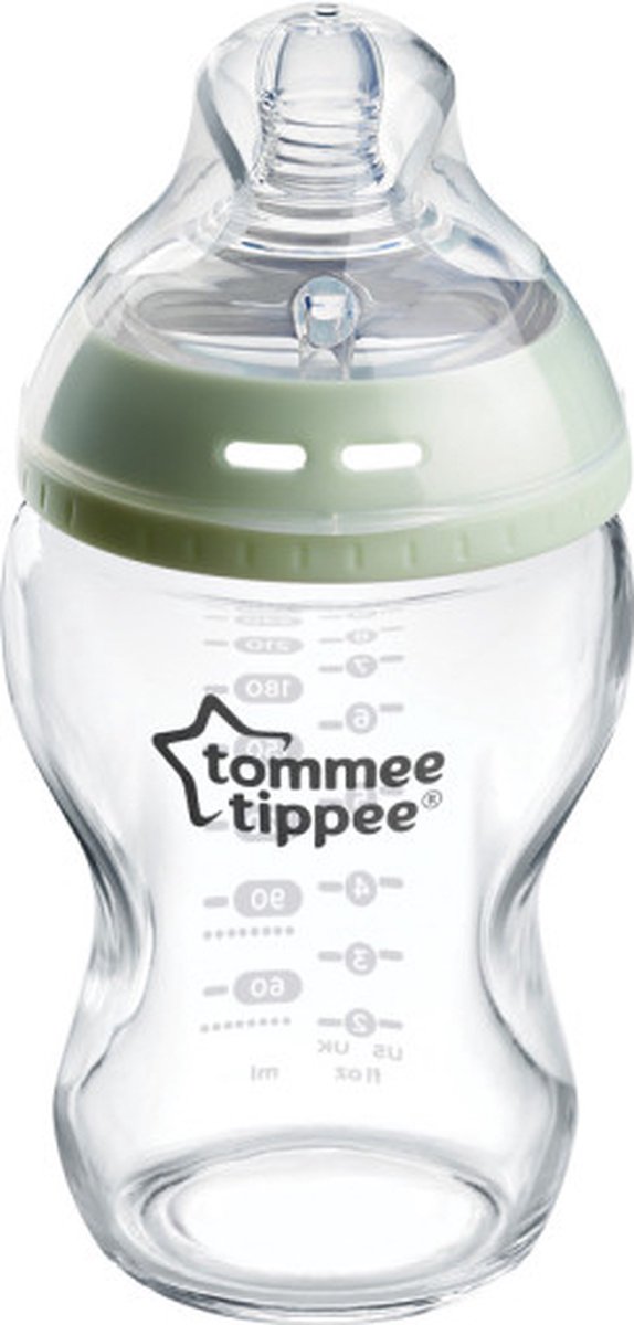 Tommee Tippee Closer to Nature - zuigflessen - langzame uitstroomsnelheid en anti-colic ventiel - 250 ml - pak van 1 - doorzichtig