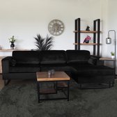 Hoekbank design Darsiono 280cm bank zwart velvet loungebank zowel links als rechts bankstel hoeksalon zetel