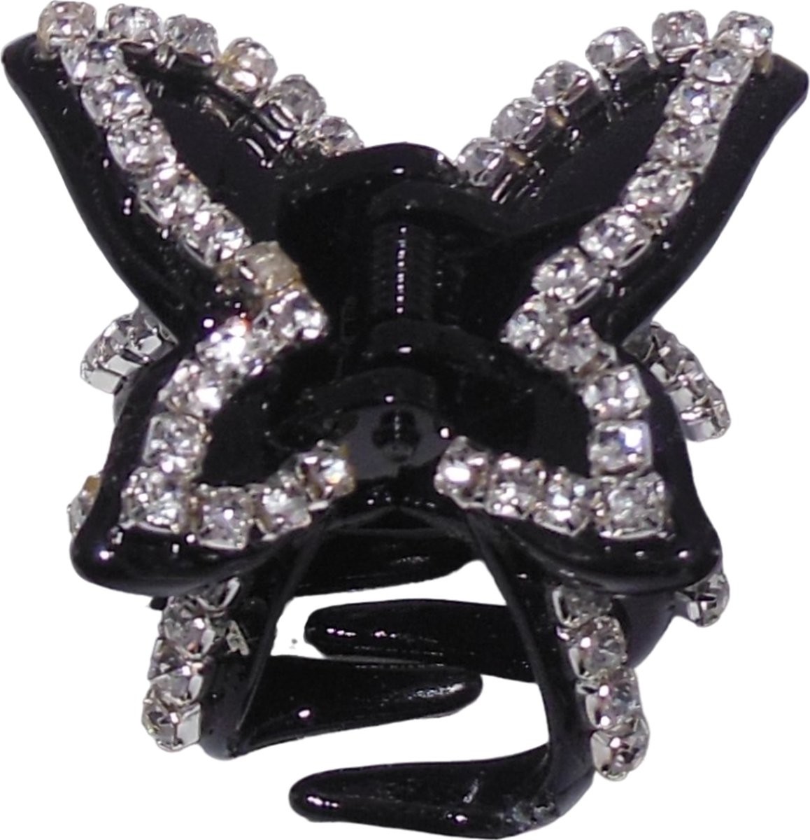 Haarklem met strass vlinder zwart