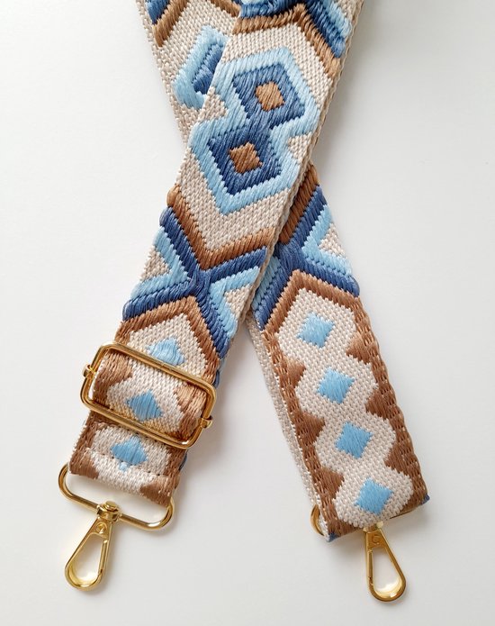 Foto: Tassenriem schouderband bag strap blauw bruin beige tas hengsel riem voor tas cross body verstelbaar