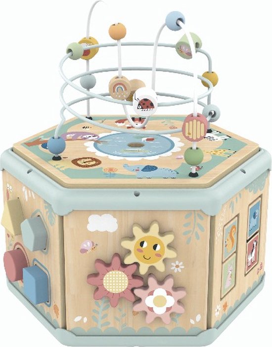 ZaciaToys Houten Activiteitenkubus 7-in-1 | Educatief Montessori Speelgoed voor Peuters – Motoriek, Vormensorteerder, Kralenbaan & Meer | Voor Kinderen vanaf 2 jaar