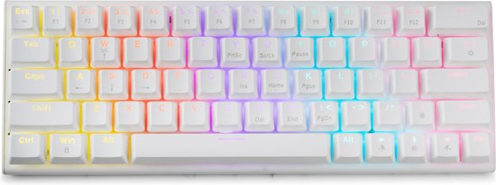 Foto: 60 gaming keyboard blue switches wit usb c bedraad mechanisch rgb toetsenbord qwerty