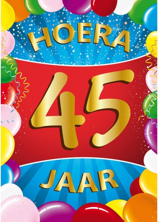 Foto: 45 jaar mega poster deurposter 59 x 84 cm verjaardag versiering