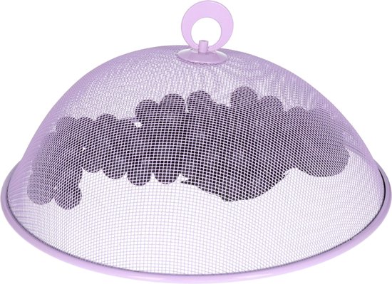 Alpina Vliegenkap/voedselkap - 3x - rond - lila paars - D30 x H15 cm - buiten eten - anti insecten - metaal — afbeelding 5