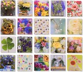 Cards & Crafts 20 Blanco Kaarten Set Bloemen - Blanco Kaarten met envelop - 11x12cm - Bloemenkaarten zonder tekst