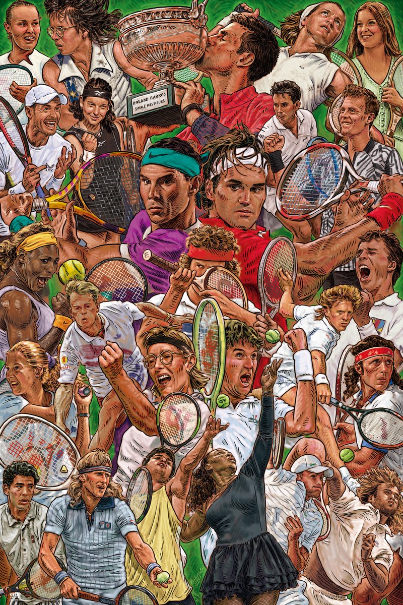 Posterpoint Tennisspelers poster - Björn Borg - Williams - Becker - Nadal - Novak Djokovic - Steffi Graf - Formaat 61 x 91.5 cm multi