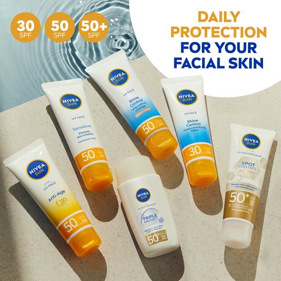 NIVEA SUN UV Anti-Age Q10 Zonnebrand Gezicht - SPF 50 - Zonnebrandcreme - Anti Rimpel Zonnecrème - 50 ml