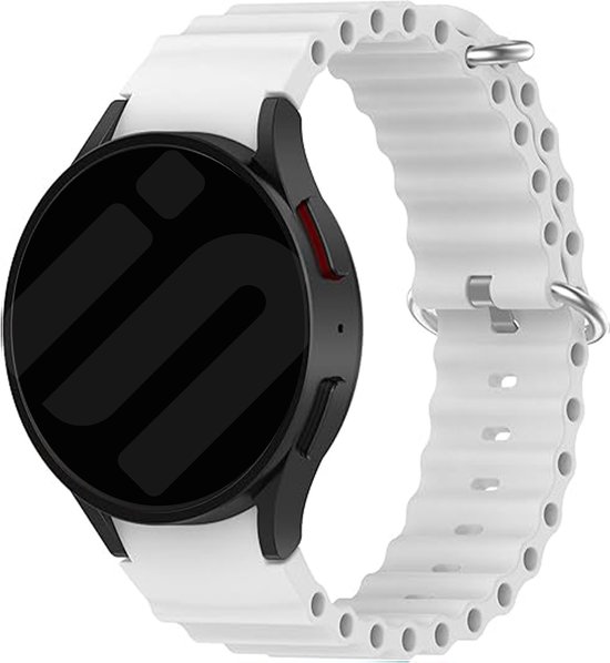 Bracelet en silicone Strap-it Ocean - adapté pour Samsung Galaxy Watch 4 (Classic) / Watch 5 (Pro) / Watch 6 (Classic) / Watch 7 40 & 44 mm / Watch FE - blanc