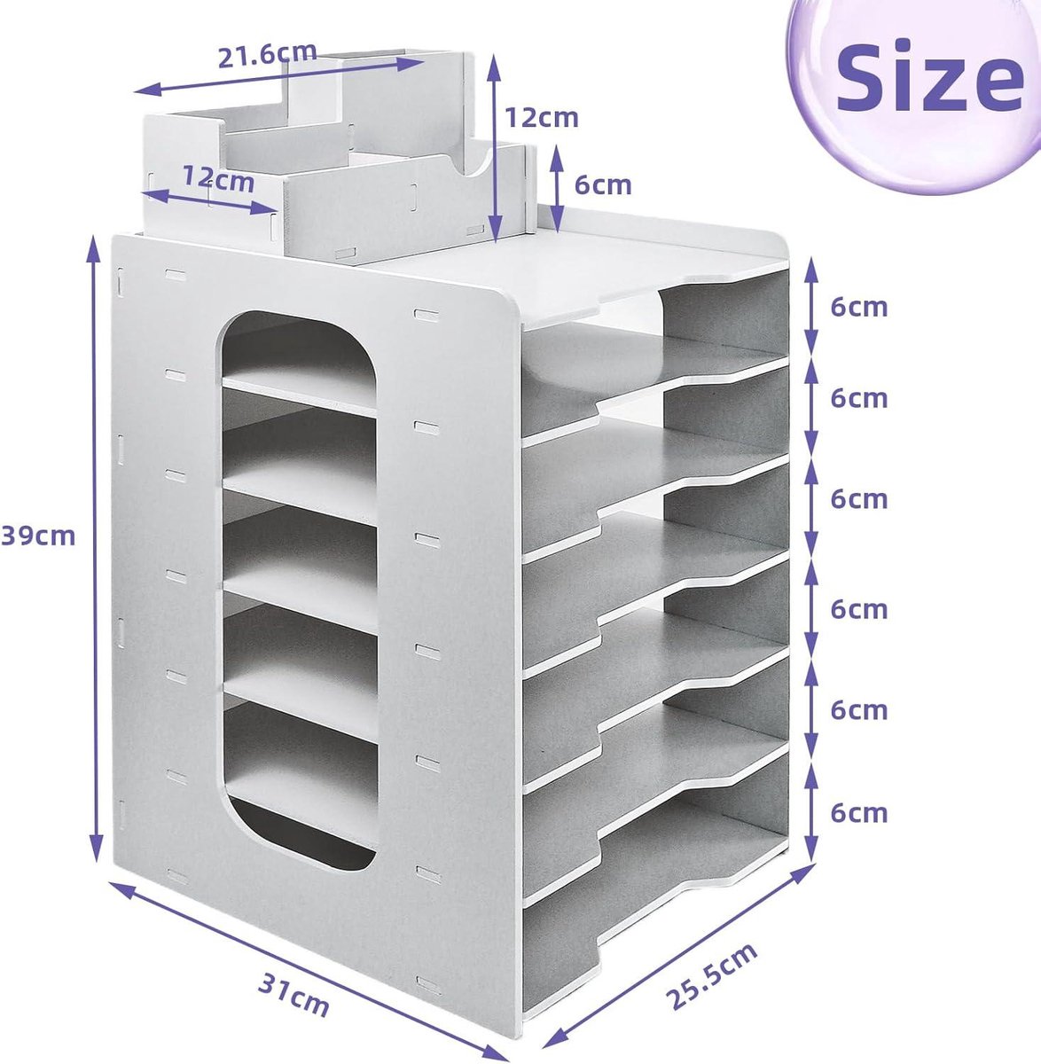 Büro-Papier-Organizer 7-Tier für Schreibtisch Aktenhalter Desk Letter Tray weiß