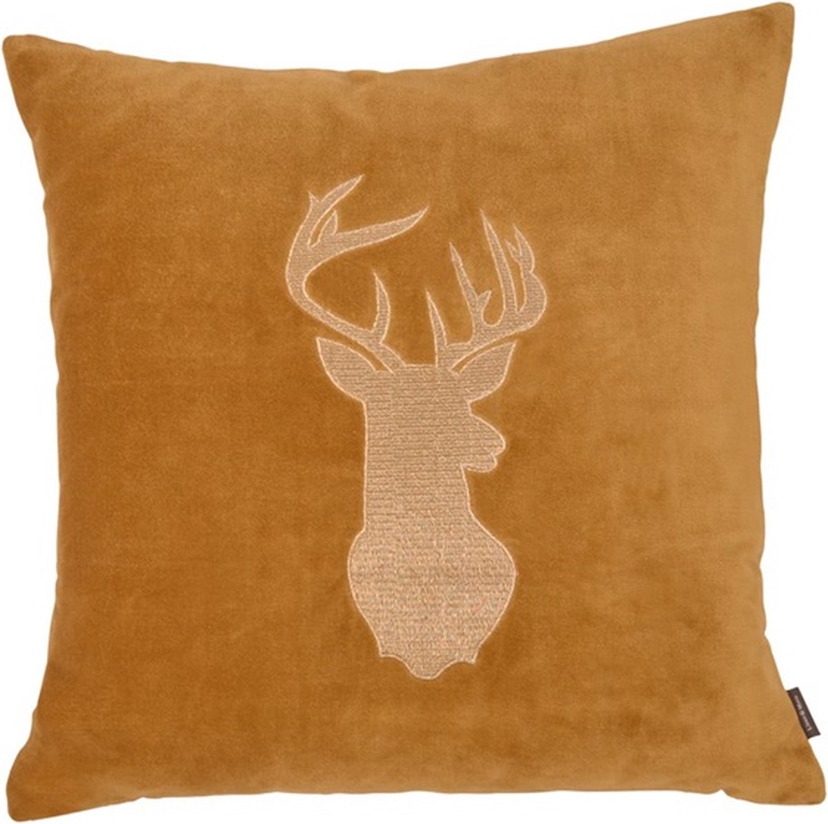 Linen & More EmbroideRood Reindeer Mustard Gold Kussen | 45 X 45 | Sierkussen Voor Woonkamer Of Slaapkamer