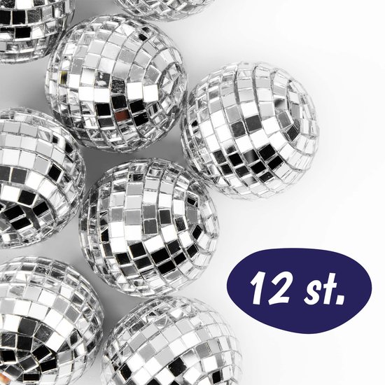 Mini Discoballen Zilver - 3cm - 12 Stuks - Kerstmis Decoratie