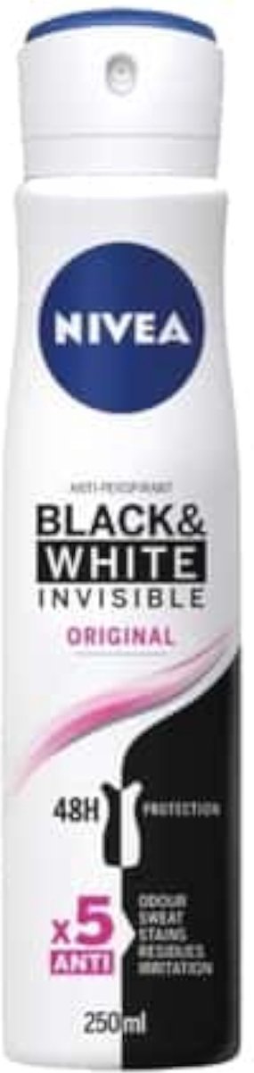 Goedkoopste Nivea Deospray - Invisible Black & White Original 250ml
