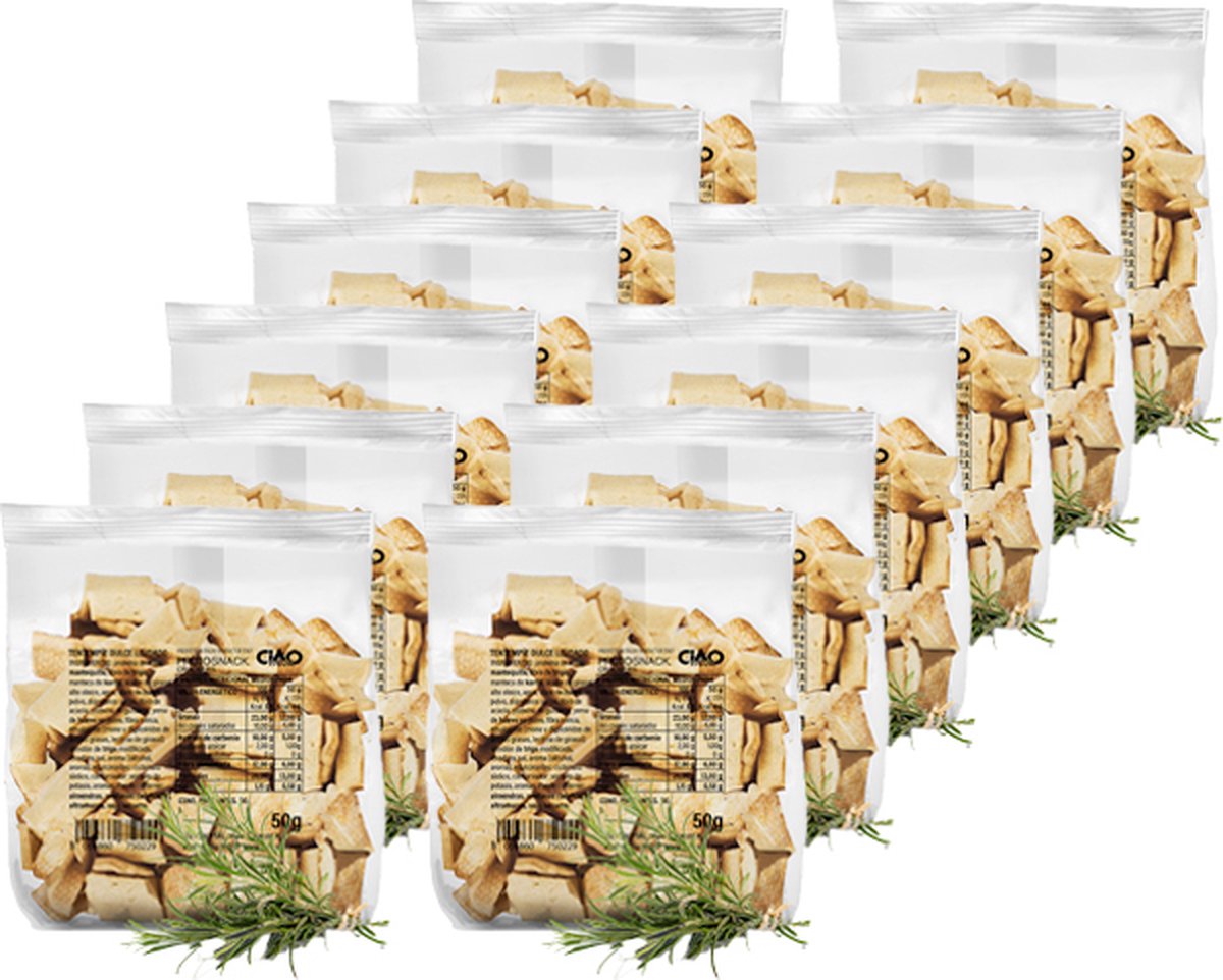 CiaoCarb | Protosnack Crackers | Rozemarijn | 12 stuks | 12 x 50 gram | Eiwitrijke voeding | Koolhydraatarme Crackers