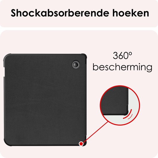 Hoes Geschikt voor Kobo Libra Colour Hoesje Bookcase Cover Book Case Hoes Sleepcover Trifold - Zwart van i12Cover — afbeelding 5