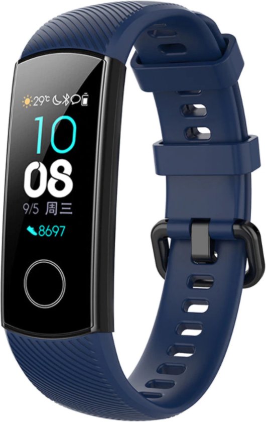 Siliconen Bandje - Horloge Bandje geschikt voor Huawei Honor Band 4/5 pro Band -Donkerblauw