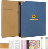 Fotoalbum om zelf vorm te geven - 60 zwarte pagina's - doe-het-zelf scrapbook album - retro navulbaar fotoboek - verjaardagscadeau - blauw