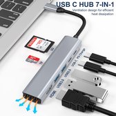 Usb c adapter - 7-in-1 USB C Hub: Breidt de Mogelijkheden van uw Laptop Uit - Adapter with HDMI 4K, 2 USB-C 3.0 Ports, SD/TF Card Slot Reader, 100W Fast Charging, Compatible with MacBook Pro & Air, Laptop and Type C Devices, Monitor, projector