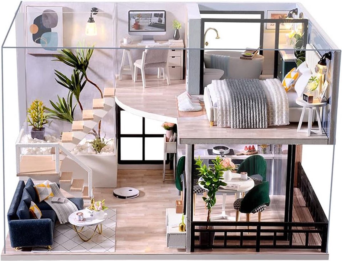 Dailysupplies Poppenhuis Houten Poppenhuis met Meubels Kinderspeelgoed 1 jaar en Ouder Open Huis