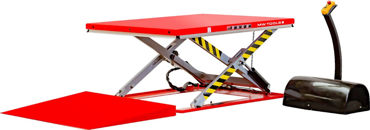 Elektro-hydraulische schaarheftafel oprijplaat 1000kg 3x400V tafel 1450 x 1140 mm MW Tools TPSL1170