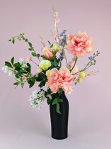 Zijden bloemen boeket - 75cm hoog - Kunstboeket "Spring Dream" met unieke 3D geprinte vaas - nep bloemen veldboeket - Kunstbloemen kant-en-klaar gebonden inclusief luxe vaas - Duurzaam zomers zijdenbloemen boeket met 3D print vaas