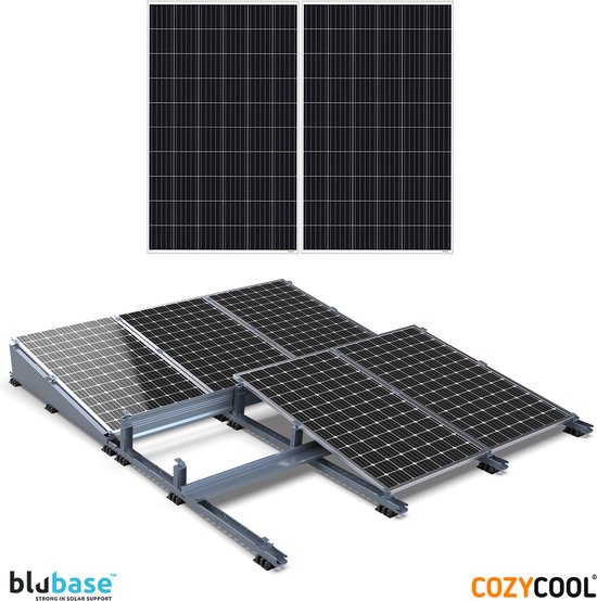 Blubase Montageset Plat Dak (1 rij, 2 panelen)