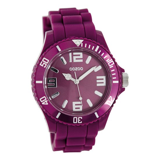 OOZOO Timepieces - Aubergine paarse horloge met aubergine paarse rubber band - C5046
