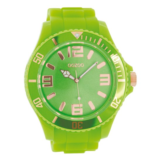 OOZOO Timepieces - Fluo groene horloge met fluo groene rubber band - C5038