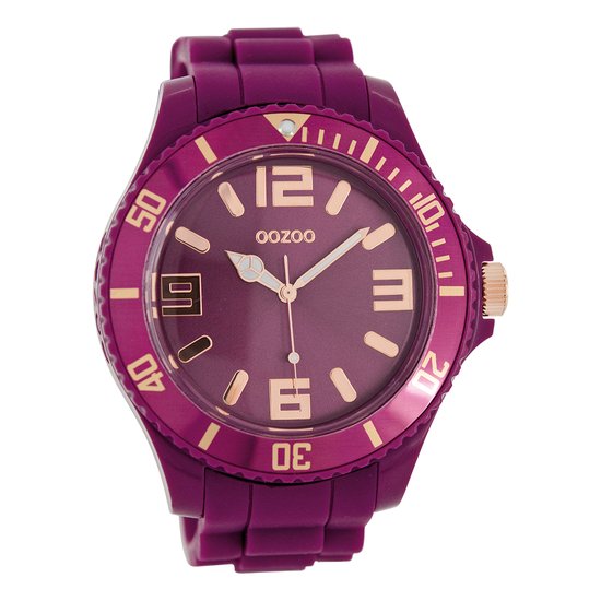 OOZOO Timepieces - Aubergine paarse horloge met aubergine paarse rubber band - C5025