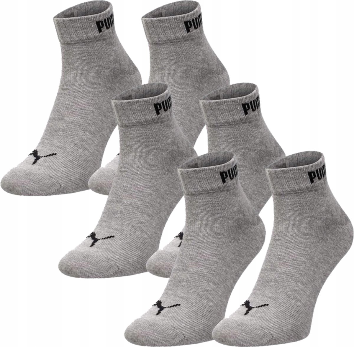 PUMA Sokken heren – 46 cm 3 paar Sokken mannen Sportsokken QUARTER Korte sokken Grijs