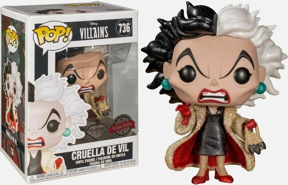 Funko POP Disney Villains 736 Cruella De Vil Diamond Glitter , Special edition, Vaulted