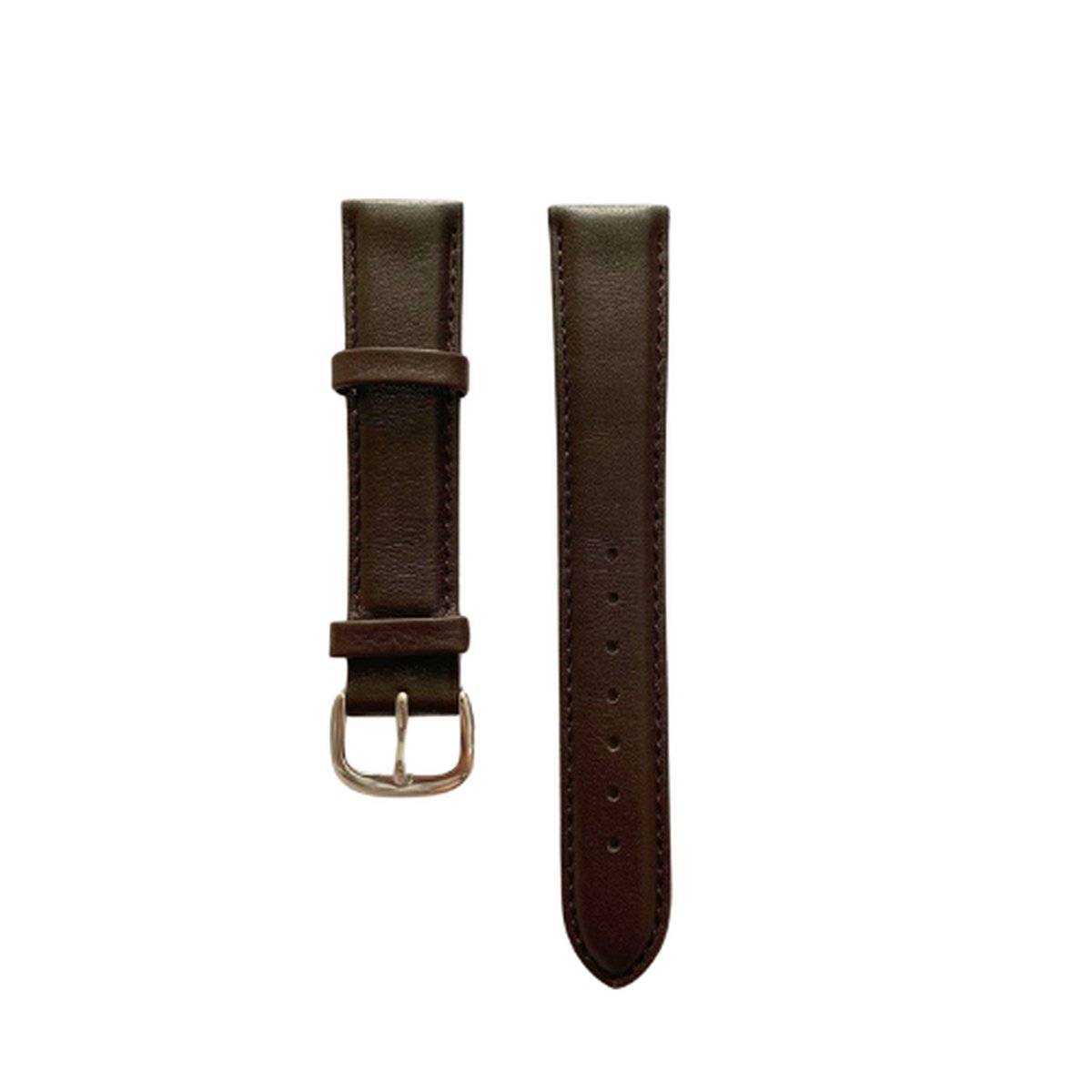Leren horlogebandje - zilveren buckle - echt leer - grown brown