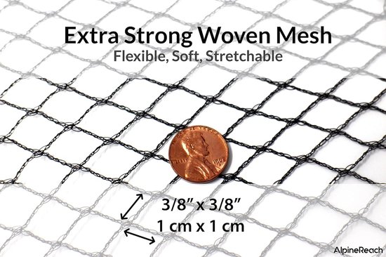 45m x 6m Vijvernet zwart - Koi Pond Netting - Heavy Duty fijn gaas net cover voor bladeren - beschermt koi vis tegen blauwe reiger vogels katten roofdieren UV-bescherming - herbruikbaar - AlpineReach — afbeelding 3