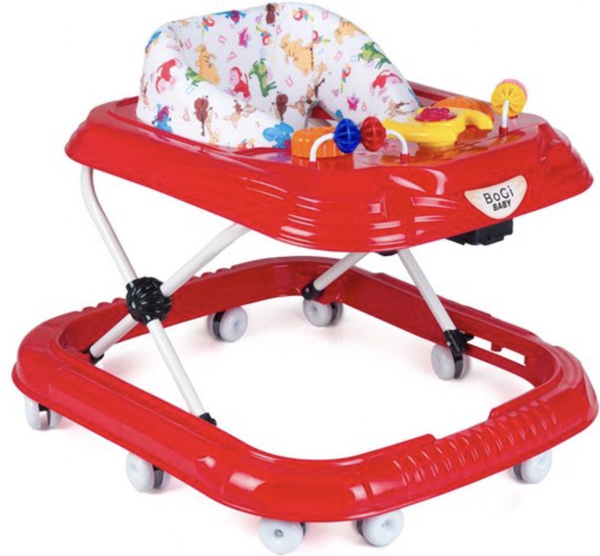 Goedkoopste Bogi baby walker - Luxe loopstoel - Verstelbaar in 3 standen - Zitje extra hoog extra veilig - Met 3 speelfuncties - 10 wielen -Rood
