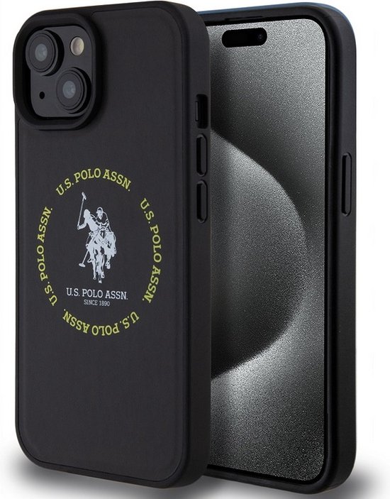 NOUS Coque arrière ronde imprimée Polo Double Horse ( Compatible MagSafe) - Convient pour Apple iPhone 15 (6,1") - Zwart