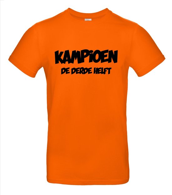 Kampioen de derde helft T-shirt - 100% Katoen - Maat 4XL - Classic Fit - Oranje