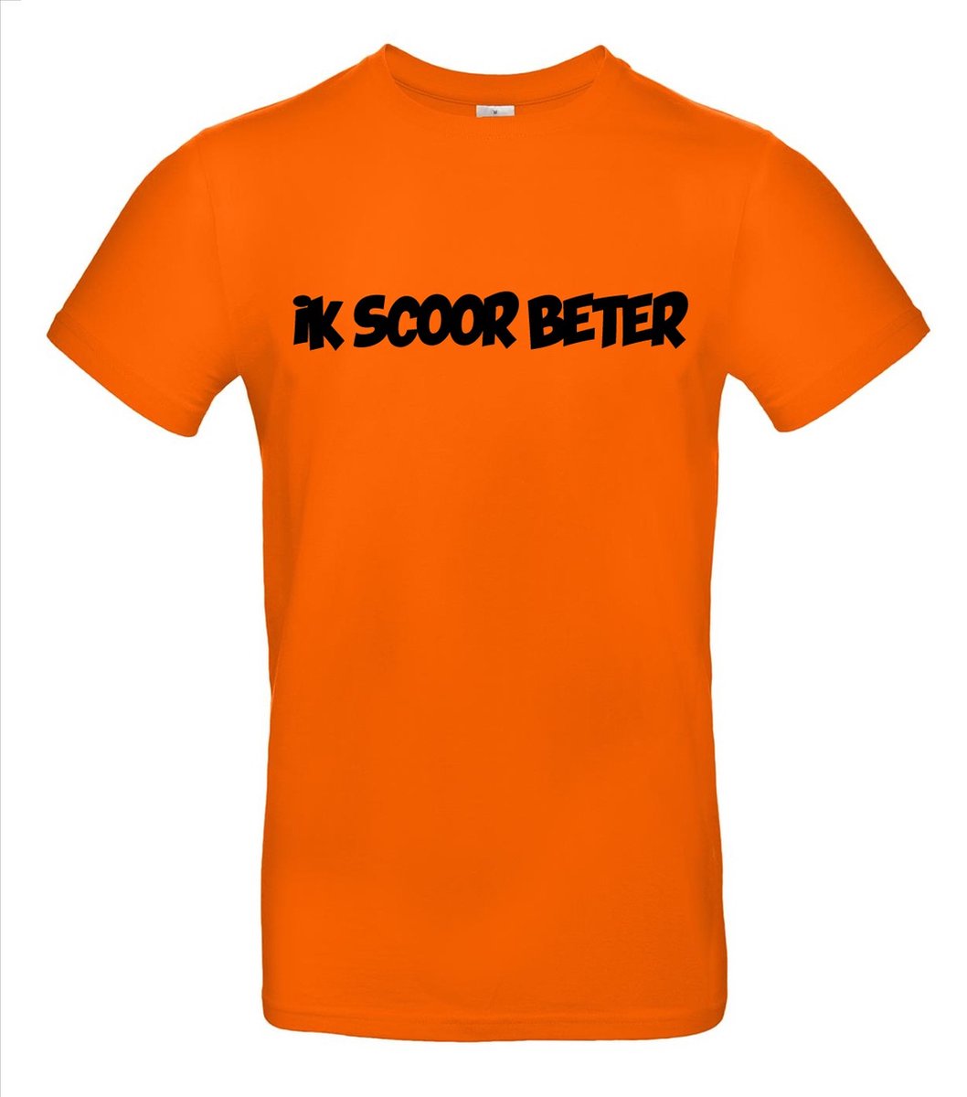 Ik scoor beter T-shirt - 100% Katoen - Maat 2XL - Classic Fit - Oranje