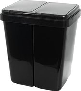 SHOP YOLO-afvalemmer-dubbele vuilnisbak 2 x 25L recycling - afvalbak met 2-weg deksel - antraciet metallic