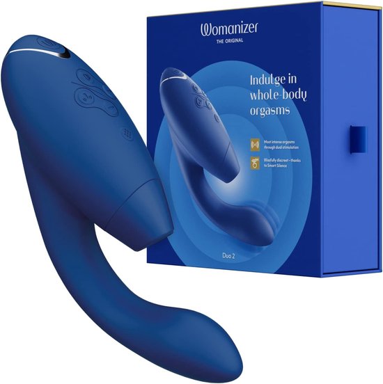 Foto: Womanizer duo 2 clitorale zuig en rabbit vibrator clitoris en g spot vibrator 14 intensiteitsniveaus 10 vibratiestanden waterdichte g spot vibrator oplaadbare dubbele stimulator blauw