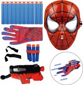 Web Shooter incl. Handschoen, Masker, 5 Dartkoppen en 15 Zuignapdarts - Gebaseerd op Spiderman - Launcher - Speelgoed voor Kinderen - Voor Buiten en Binnen