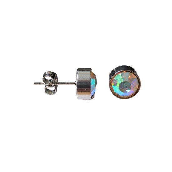 Aramat jewels ® - Aramat jewels oorbellen zweerknopjes ab transparant chirurgisch staal 8mm